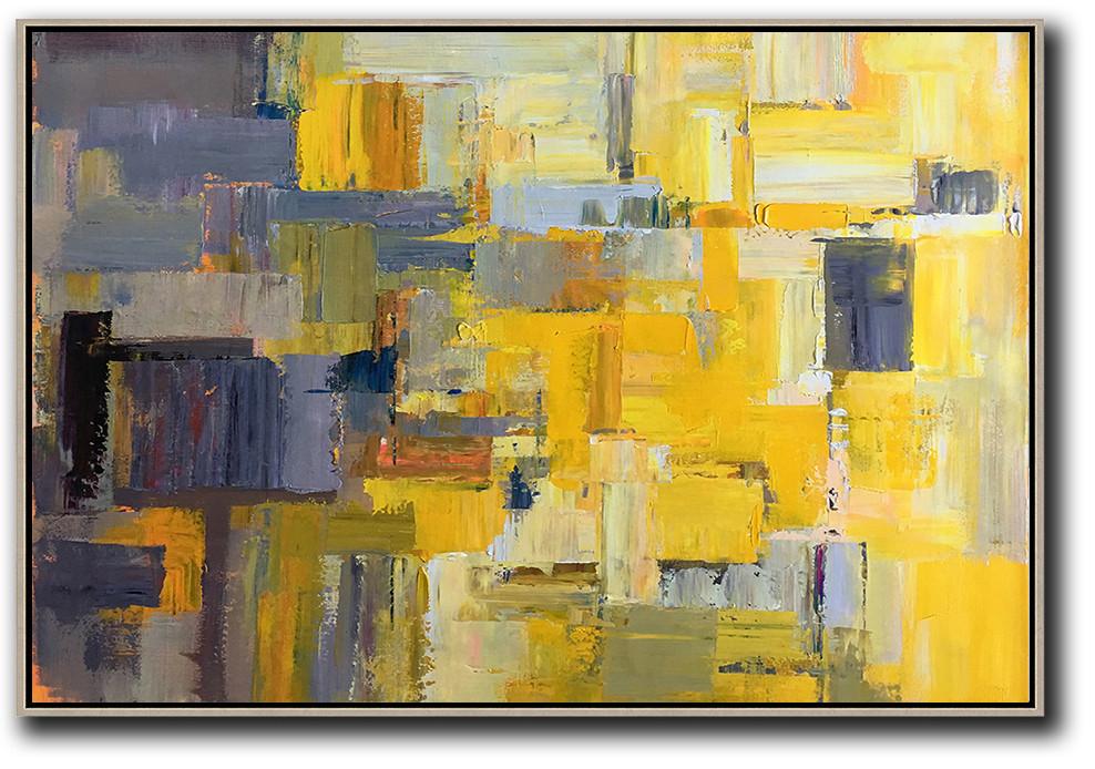 Horizontal Palette Knife Contemporary Art - Wall Art Canvas Prints Extra Large